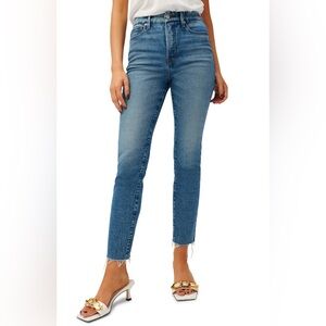 Good American Good Curve High Waist straight Raw Hem Jeans size 10